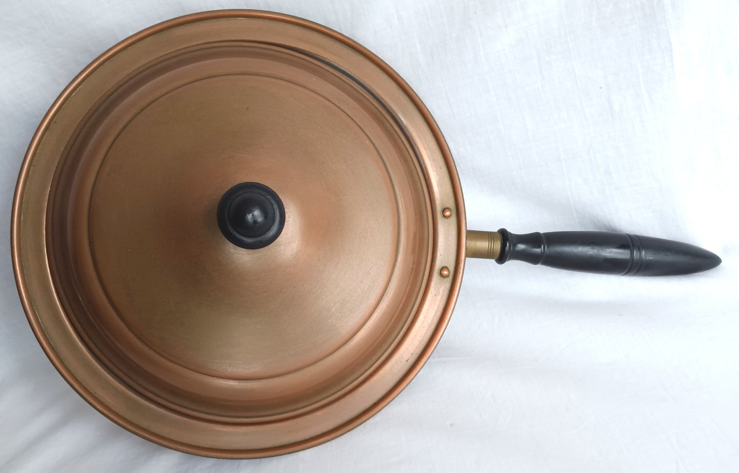 Vintage Copper Brass Double Boiler Food Warmer Buffet Chafing Dish Set w/ Burner - Copperware