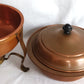 Vintage Copper Brass Double Boiler Food Warmer Buffet Chafing Dish Set w/ Burner - Copperware