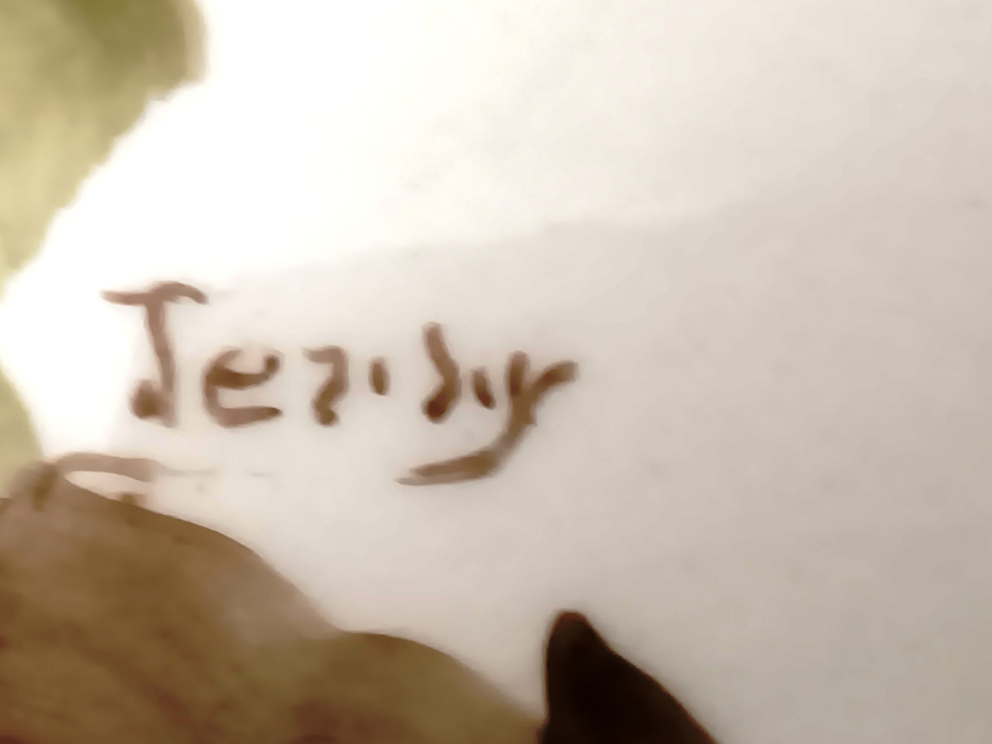 Vintage Tall Ceramic Table Lamp Victorian Style Pink Roses 3 Way Brass Harp and Finial Glazed Pottery Signed by Artist