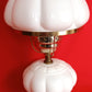 Vintage Milk Glass Table Lamp Melon Style Body and Globe Crimp Top Student Parlor Dresser Desk White Lamp