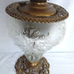 Antique GWTW Style Regal Iris Electrified Oil Lamp Success Brass Burner Heavy Glass Body and Base Shade Chimney in Line Switch 30 “Tall