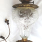 Antique GWTW Style Regal Iris Electrified Oil Lamp Success Brass Burner Heavy Glass Body and Base Shade Chimney in Line Switch 30 “Tall