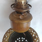 Antique GWTW Style Regal Iris Electrified Oil Lamp Success Brass Burner Heavy Glass Body and Base Shade Chimney in Line Switch 30 “Tall