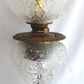 Antique GWTW Style Regal Iris Electrified Oil Lamp Success Brass Burner Heavy Glass Body and Base Shade Chimney in Line Switch 30 “Tall