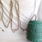 Vintage Large Pendant Lawnware Beaded Hanging Swag Lamp Green Molded Plastic Bell Shape Carved Floral Long Chain Plug In Retro Lighting