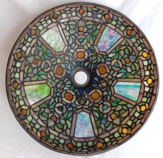 Vintage Tiffany Style Quoizel Collectible Table Floor Pendant Lampshade Slag-Stained Glass Replacement Globe 14” D