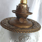 Antique GWTW Style Regal Iris Electrified Oil Lamp Success Brass Burner Heavy Glass Body and Base Shade Chimney in Line Switch 30 “Tall