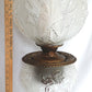 Antique GWTW Style Regal Iris Electrified Oil Lamp Success Brass Burner Heavy Glass Body and Base Shade Chimney in Line Switch 30 “Tall