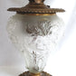 Antique GWTW Style Regal Iris Electrified Oil Lamp Success Brass Burner Heavy Glass Body and Base Shade Chimney in Line Switch 30 “Tall