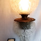 Antique GWTW Style Regal Iris Electrified Oil Lamp Success Brass Burner Heavy Glass Body and Base Shade Chimney in Line Switch 30 “Tall