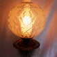 Antique GWTW Style Regal Iris Electrified Oil Lamp Success Brass Burner Heavy Glass Body and Base Shade Chimney in Line Switch 30 “Tall