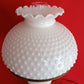 Vintage GWTW Table Parlor Lamp Milk Glass Body and Shade Hobnail Design Wood Insert Brass 3-way Glass Chimney Retro Lighting