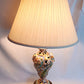 Vintage Capodimonte Style Porcelain Table Lamp Hand-Painted Floral Cherub Scenes Ornate Brass Metal Plinth Base Harp Finial