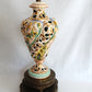 Vintage Capodimonte Style Porcelain Table Lamp Hand-Painted Floral Cherub Scenes Ornate Brass Metal Plinth Base Harp Finial
