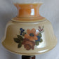 Vintage Moe Lighting GWTW Style Parlor Table Lamp Wooden Brass Base Glass Shade w/Hand Painted Floral Motif 3 Way Switch