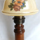Vintage Moe Lighting GWTW Style Parlor Table Lamp Wooden Brass Base Glass Shade w/Hand Painted Floral Motif 3 Way Switch
