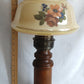 Vintage Moe Lighting GWTW Style Parlor Table Lamp Wooden Brass Base Glass Shade w/Hand Painted Floral Motif 3 Way Switch