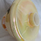 Vintage Moe Lighting GWTW Style Parlor Table Lamp Wooden Brass Base Glass Shade w/Hand Painted Floral Motif 3 Way Switch