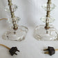 Vintage Mid Century Pair Table Lamps Clear Crystal Glass Stacked Geometric Prism Boudoir Vanity Retro Lighting