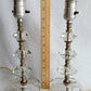 Vintage Mid Century Pair Table Lamps Clear Crystal Glass Stacked Geometric Prism Boudoir Vanity Retro Lighting