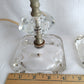 Vintage Mid Century Pair Table Lamps Clear Crystal Glass Stacked Geometric Prism Boudoir Vanity Retro Lighting