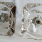 Vintage Mid Century Pair Table Lamps Clear Crystal Glass Stacked Geometric Prism Boudoir Vanity Retro Lighting