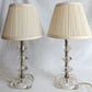 Vintage Mid Century Pair Table Lamps Clear Crystal Glass Stacked Geometric Prism Boudoir Vanity Retro Lighting