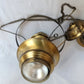 Vintage Quoizel Abigail Adams Swag Hanging Chandelier Brass Lamp 3 Way Blue Poppy Design Large Hurricane Shade Clear Glass Chimney Spotlight