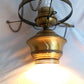 Vintage Quoizel Abigail Adams Swag Hanging Chandelier Brass Lamp 3 Way Blue Poppy Design Large Hurricane Shade Clear Glass Chimney Spotlight