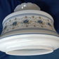 Vintage Quoizel Abigail Adams Swag Hanging Chandelier Brass Lamp 3 Way Blue Poppy Design Large Hurricane Shade Clear Glass Chimney Spotlight