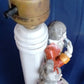 Vintage Occupied Japan Hand Painted Glazed Porcelain Vanity Table Lamp w/Silk Lampshade Courting Couple Figurine Made in Japan