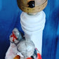Vintage Occupied Japan Hand Painted Glazed Porcelain Vanity Table Lamp w/Silk Lampshade Courting Couple Figurine Made in Japan