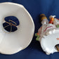 Vintage Occupied Japan Hand Painted Glazed Porcelain Vanity Table Lamp w/Silk Lampshade Courting Couple Figurine Made in Japan