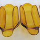 Vintage Set of 4 Indiana Glass Amber Banana Split Boats Ice Cream Sundae Dishes Bowls Glassware-Made in USA