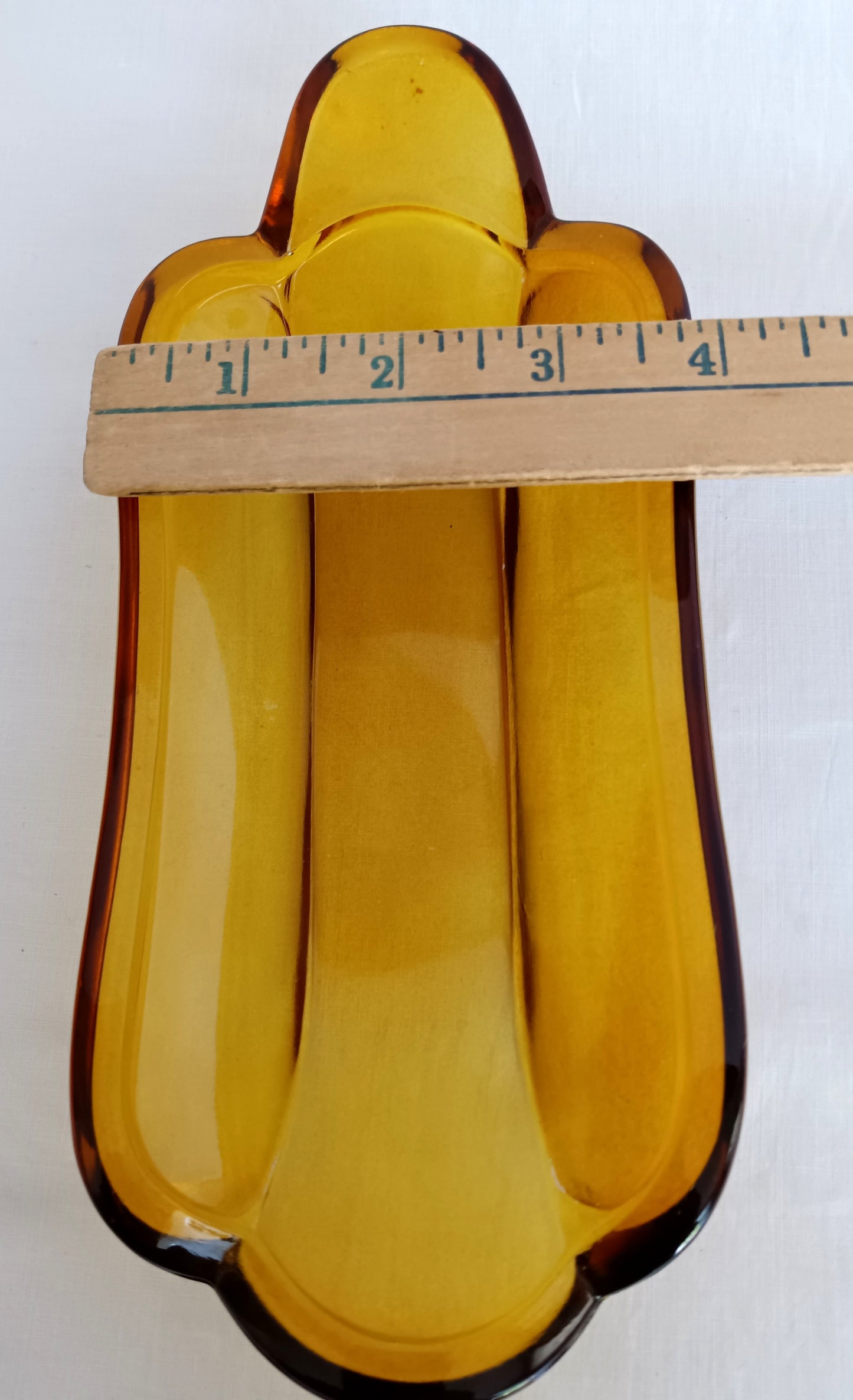 Vintage Set of 4 Indiana Glass Amber Banana Split Boats Ice Cream Sundae Dishes Bowls Glassware-Made in USA
