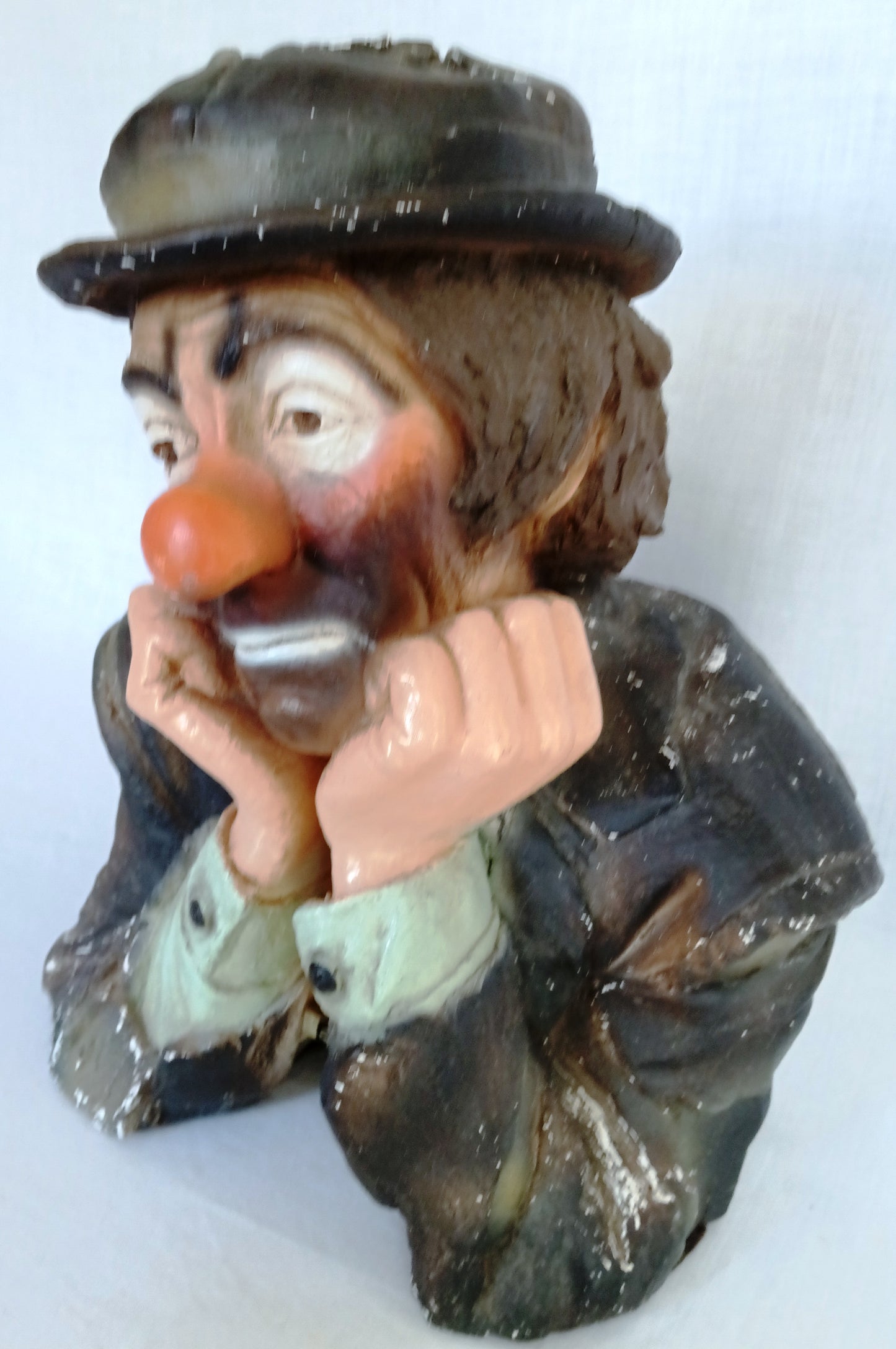 Vintage Emmett Kelly Jr. Chalkware Plaster Figurine Hobo Sad Clown Bust “Why me? "Signed EKJ Standalone Sculpture Pottery