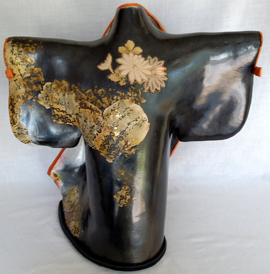 Vintage Biomorphic Art Ceramic Standalone Pottery Sculpture of a Kimono Seal Mark Likely Etsuko Sakimura Artist