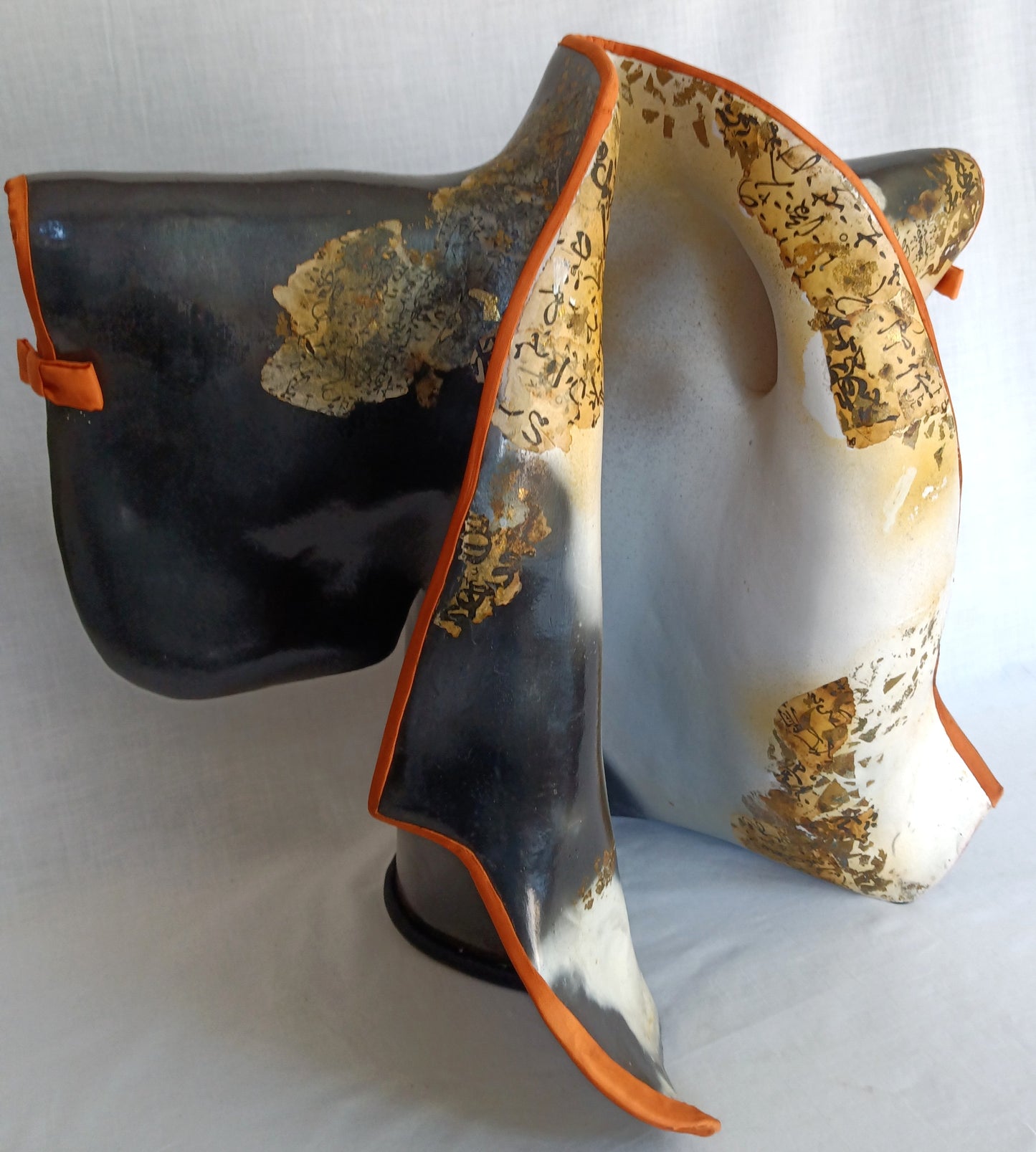 Vintage Biomorphic Art Ceramic Standalone Pottery Sculpture of a Kimono Seal Mark Likely Etsuko Sakimura Artist
