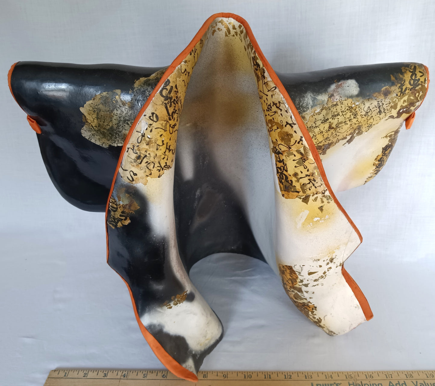 Vintage Biomorphic Art Ceramic Standalone Pottery Sculpture of a Kimono Seal Mark Likely Etsuko Sakimura Artist