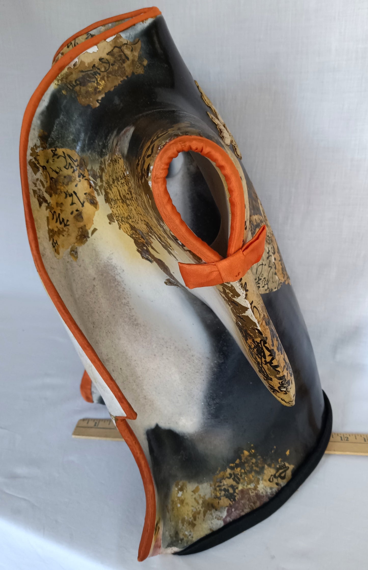 Vintage Biomorphic Art Ceramic Standalone Pottery Sculpture of a Kimono Seal Mark Likely Etsuko Sakimura Artist