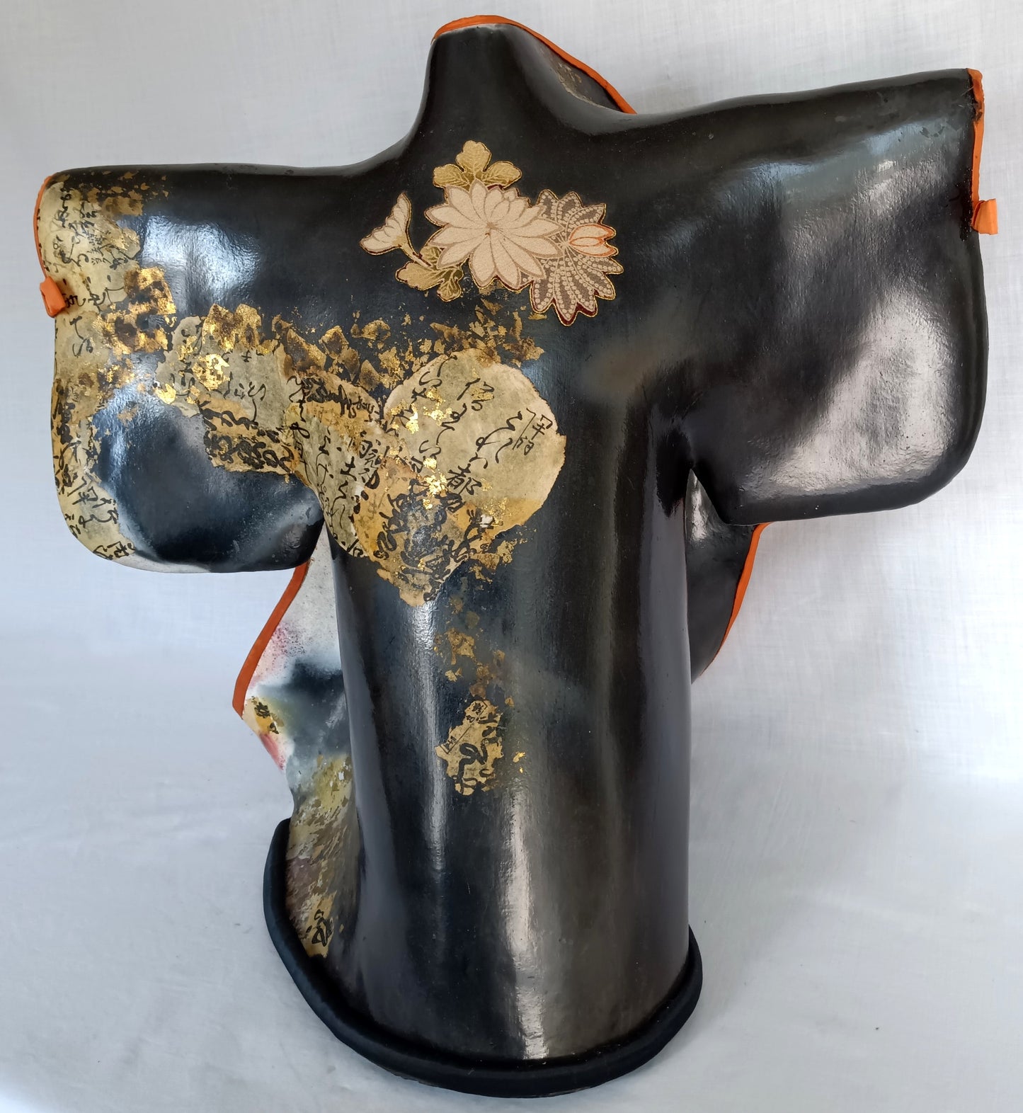 Vintage Biomorphic Art Ceramic Standalone Pottery Sculpture of a Kimono Seal Mark Likely Etsuko Sakimura Artist