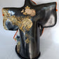 Vintage Biomorphic Art Ceramic Standalone Pottery Sculpture of a Kimono Seal Mark Likely Etsuko Sakimura Artist