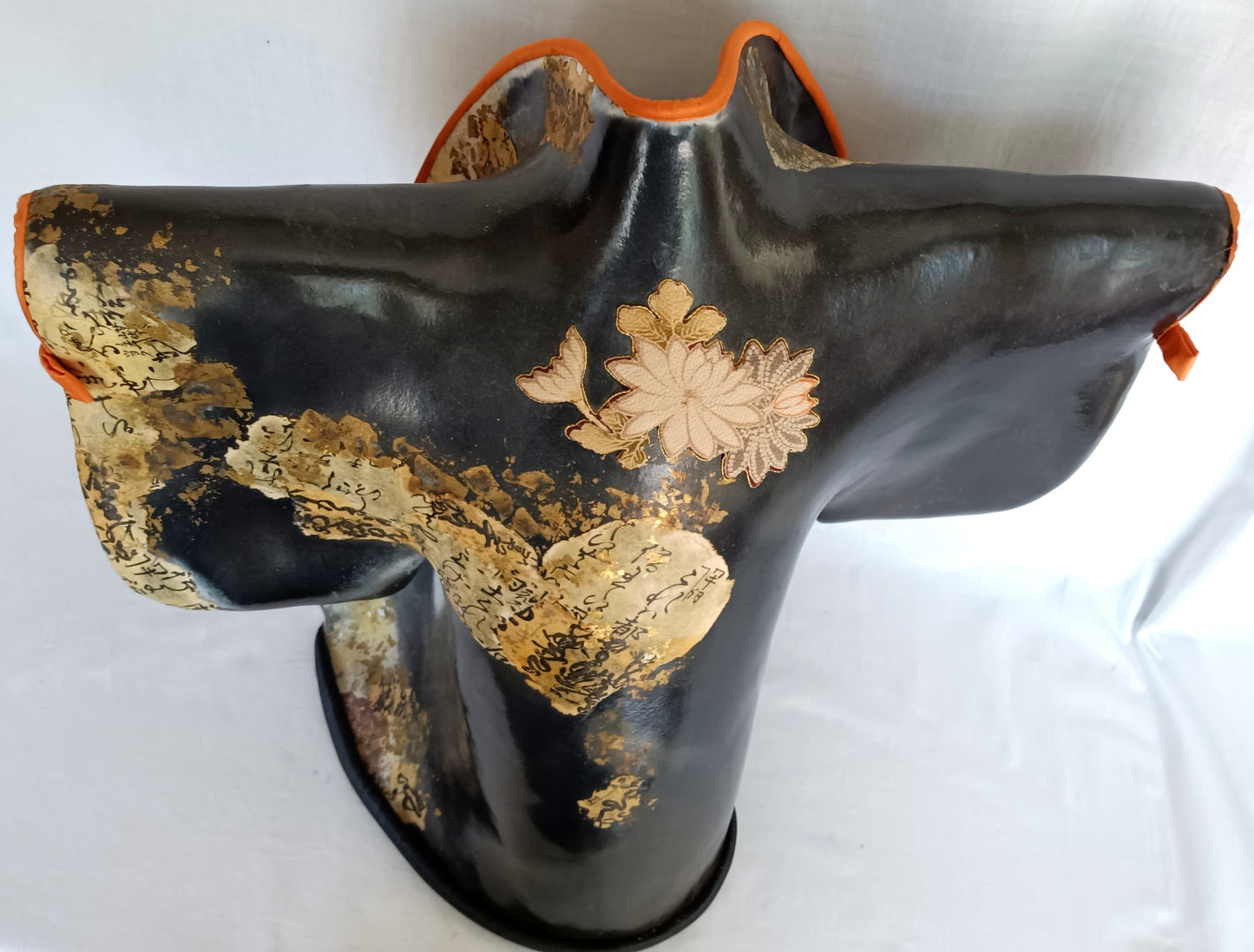 Vintage Biomorphic Art Ceramic Standalone Pottery Sculpture of a Kimono Seal Mark Likely Etsuko Sakimura Artist