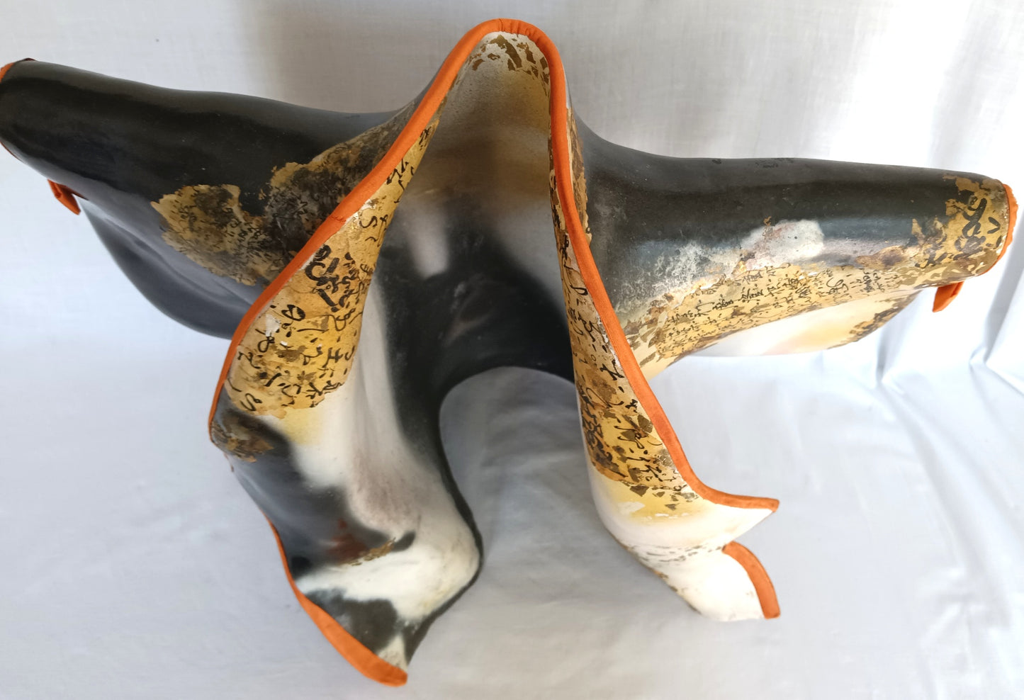 Vintage Biomorphic Art Ceramic Standalone Pottery Sculpture of a Kimono Seal Mark Likely Etsuko Sakimura Artist