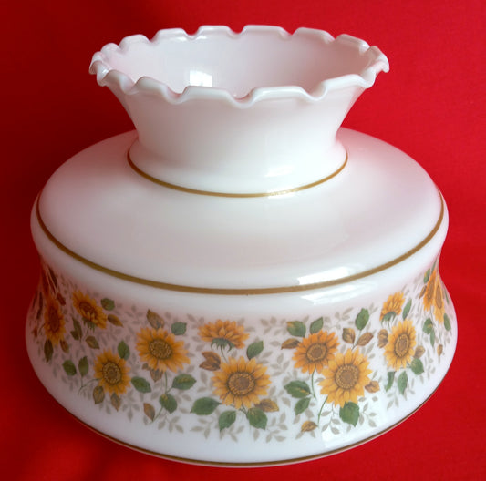 Vintage Quoizel Abigail Adams Sunflower Parlor Lampshade Medium Size Hurricane Student Table Lamp Replacement Cover Light 7” Fitter