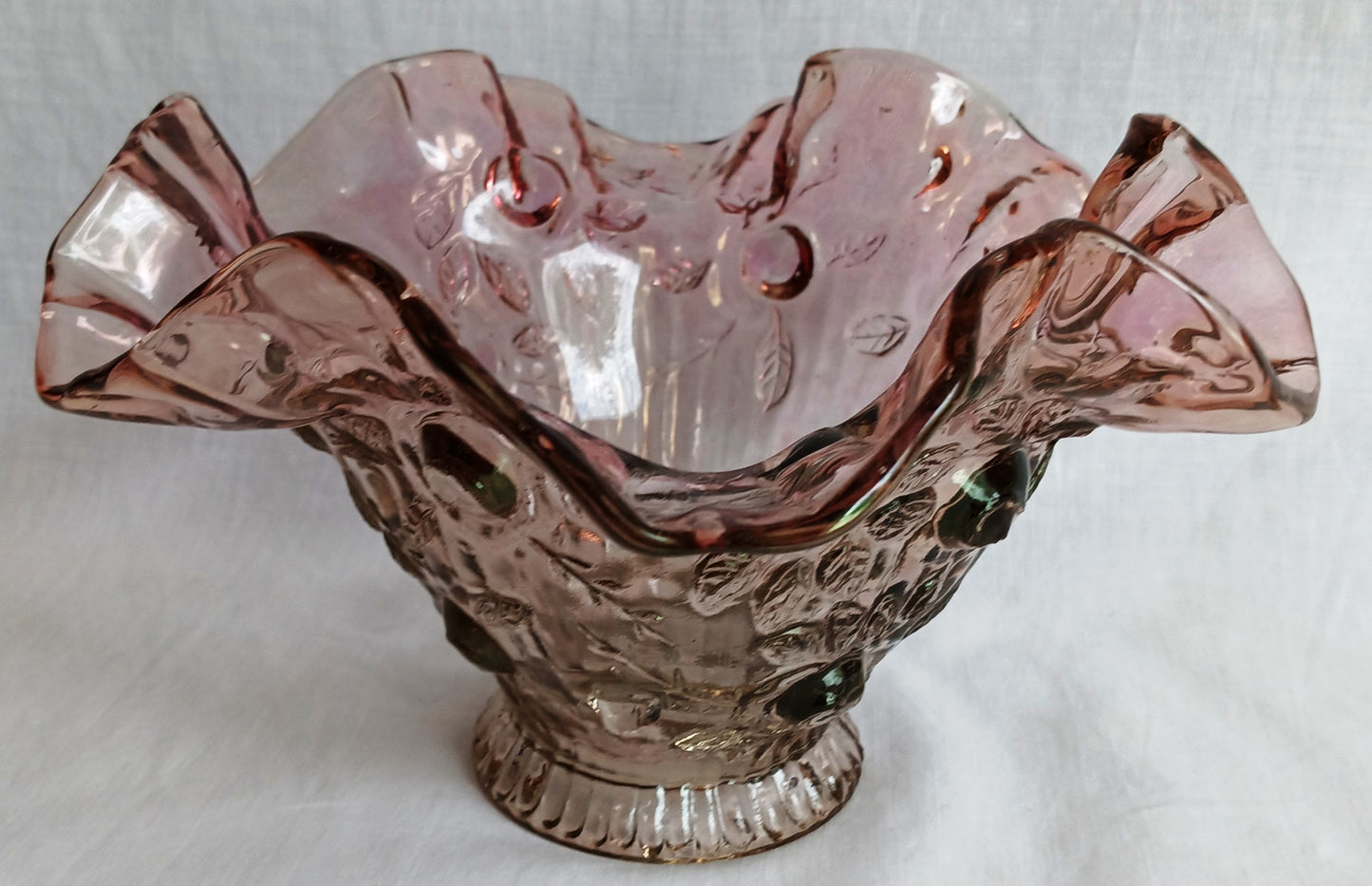 Vintage Fenton Glass Amethyst Glass Cabbage Rose Replacement Lamp Shade Ruffled Top Light Cover for Fairy Lamps