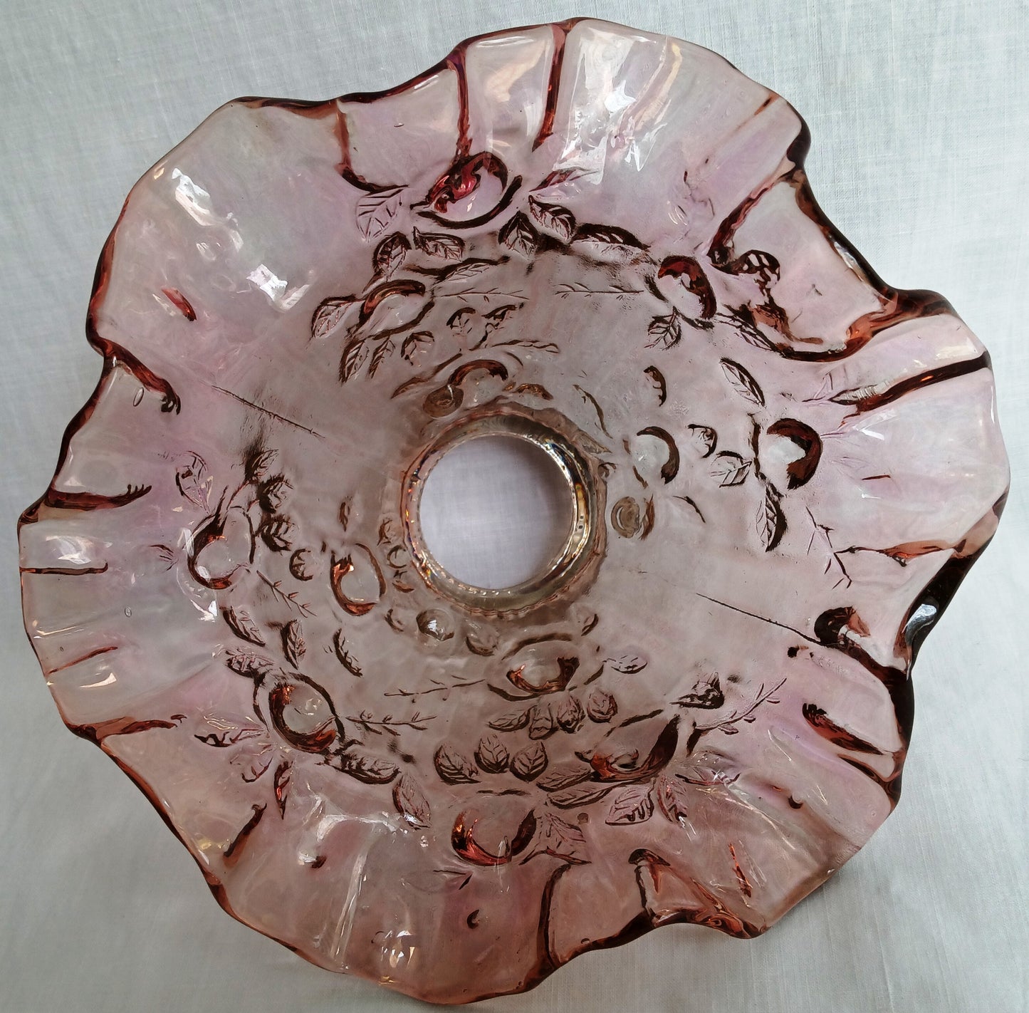 Vintage Fenton Glass Amethyst Glass Cabbage Rose Replacement Lamp Shade Ruffled Top Light Cover for Fairy Lamps