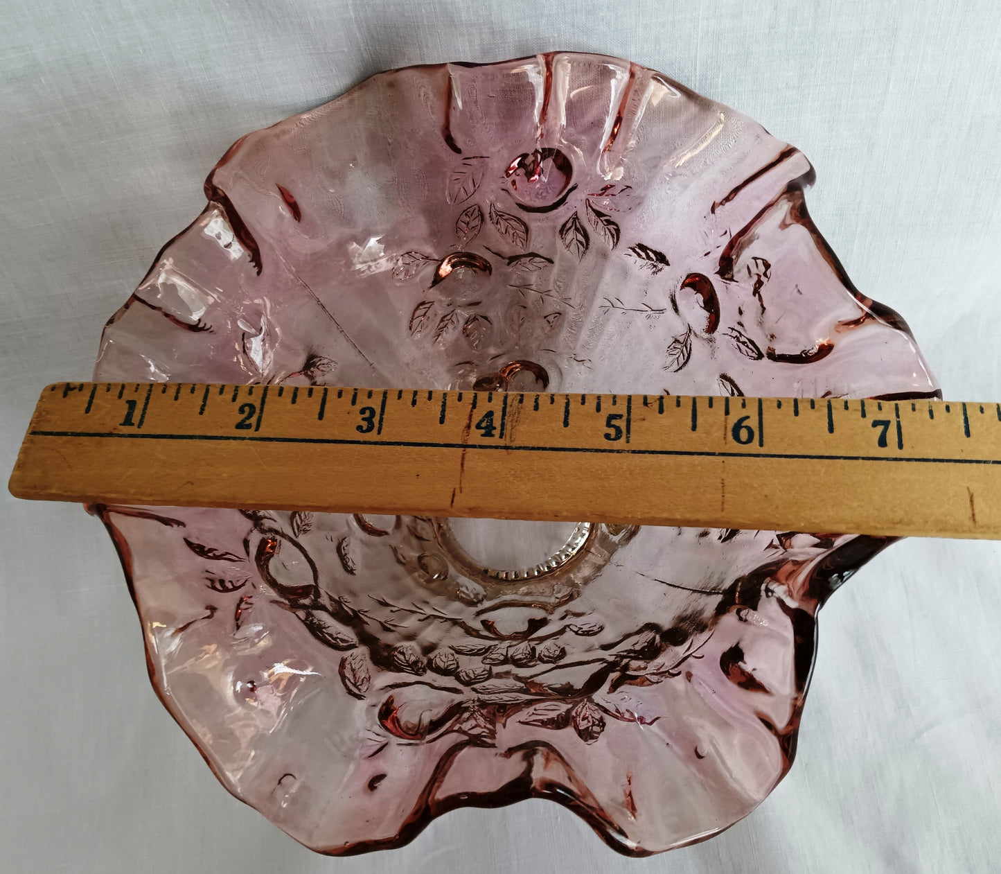 Vintage Fenton Glass Amethyst Glass Cabbage Rose Replacement Lamp Shade Ruffled Top Light Cover for Fairy Lamps