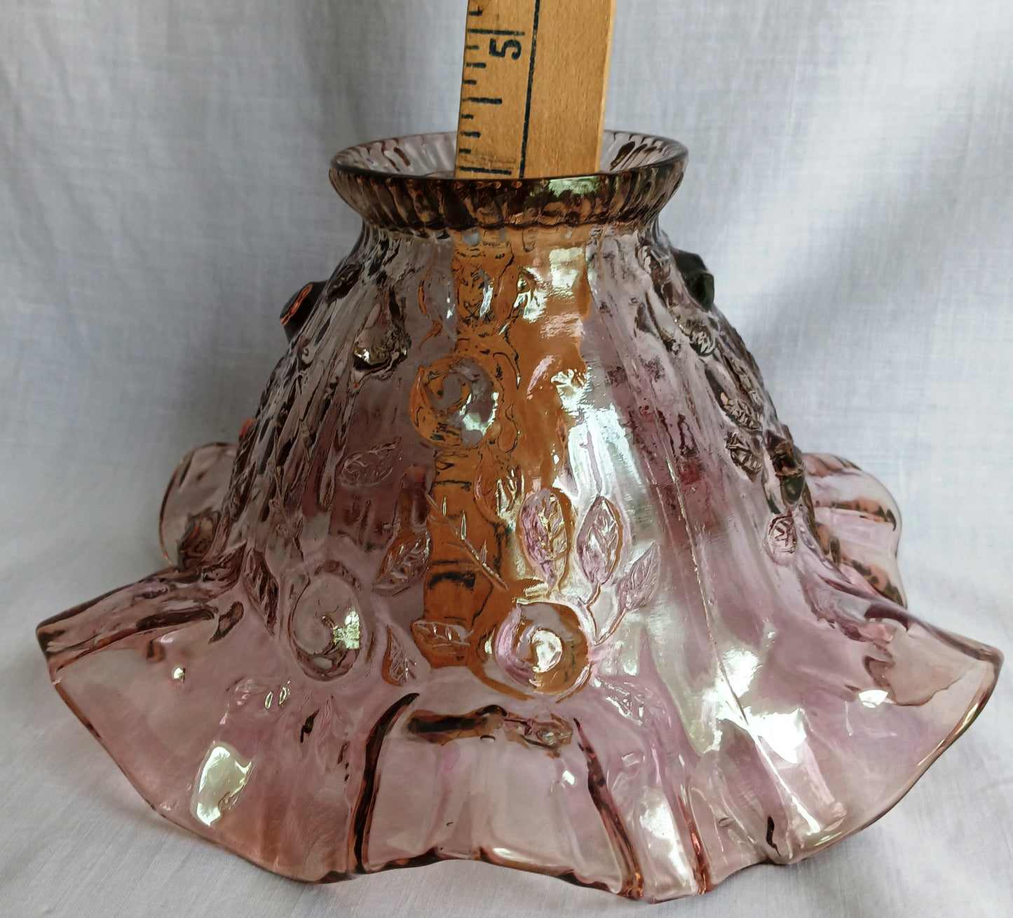 Vintage Fenton Glass Amethyst Glass Cabbage Rose Replacement Lamp Shade Ruffled Top Light Cover for Fairy Lamps