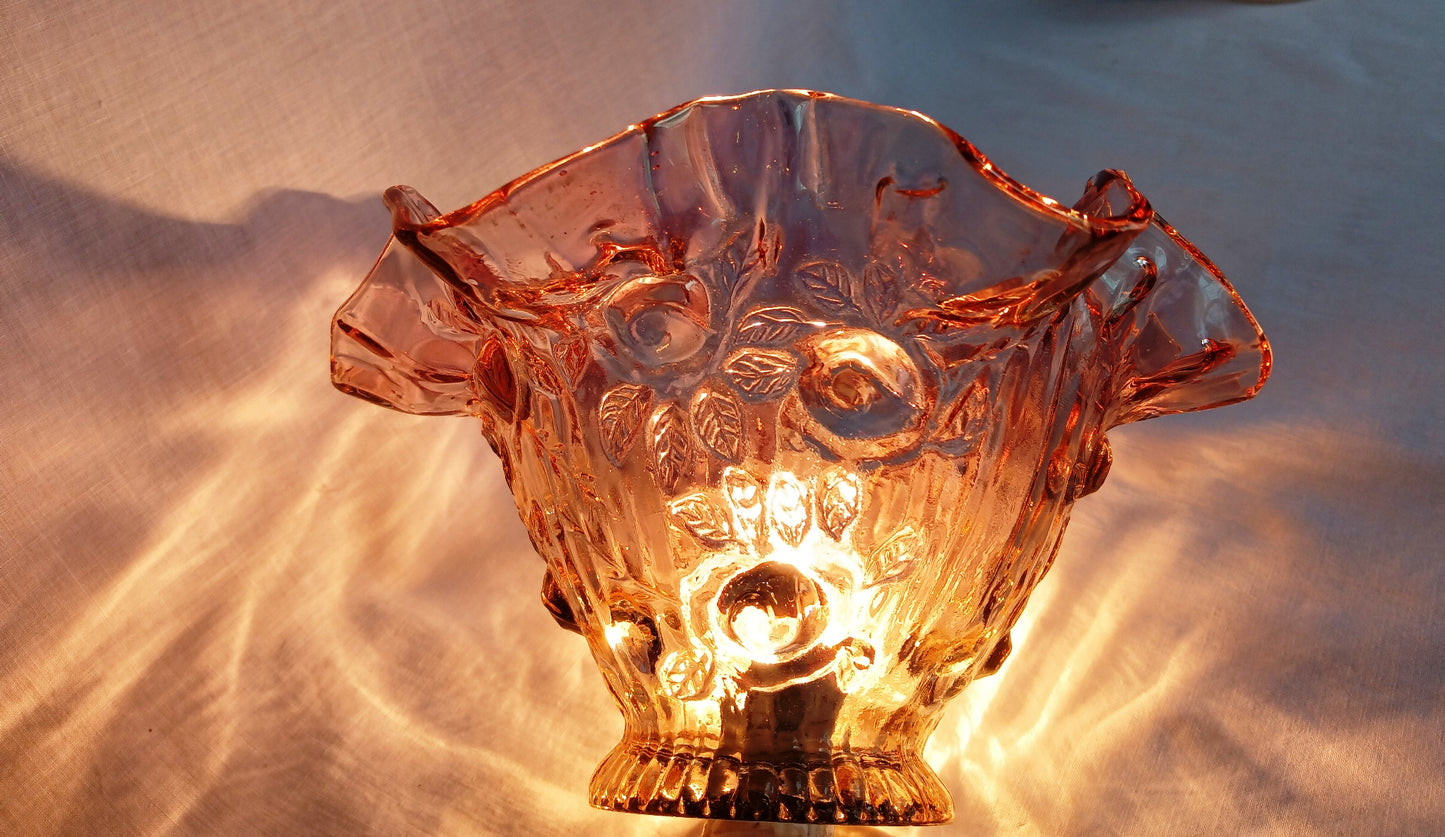 Vintage Fenton Glass Amethyst Glass Cabbage Rose Replacement Lamp Shade Ruffled Top Light Cover for Fairy Lamps